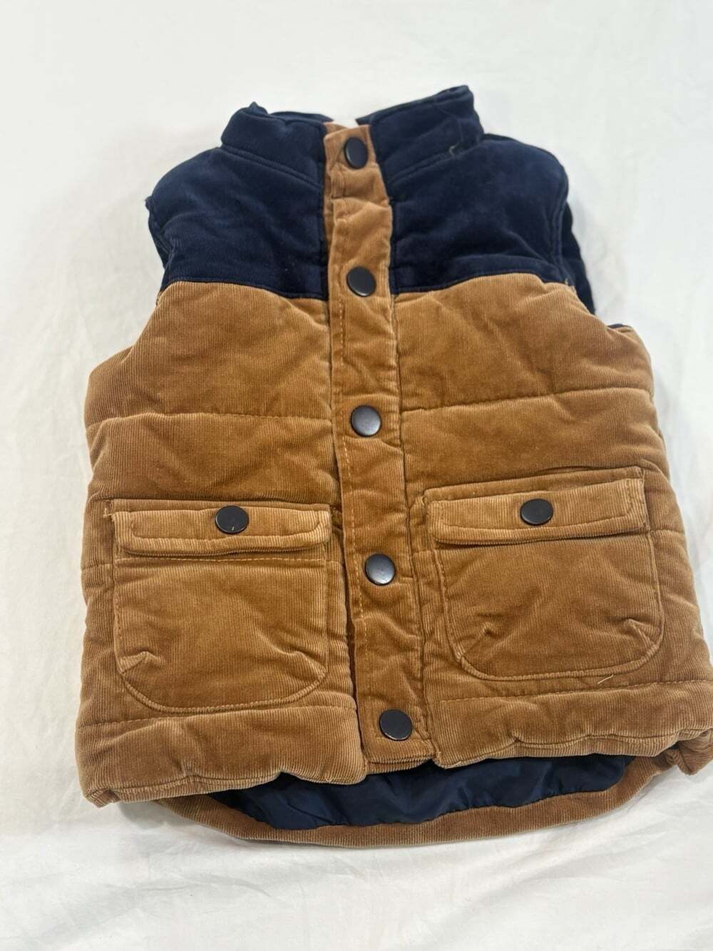 Tommy Bahama Kids Puffer Vest 18Mon Brown Corduroy Quilted Snap Front Pockets